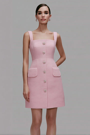 Square Sheath Pink Work Dress